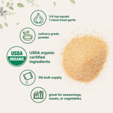 Spoonful of Micro Ingredients Organic Garlic Powder on a wooden table