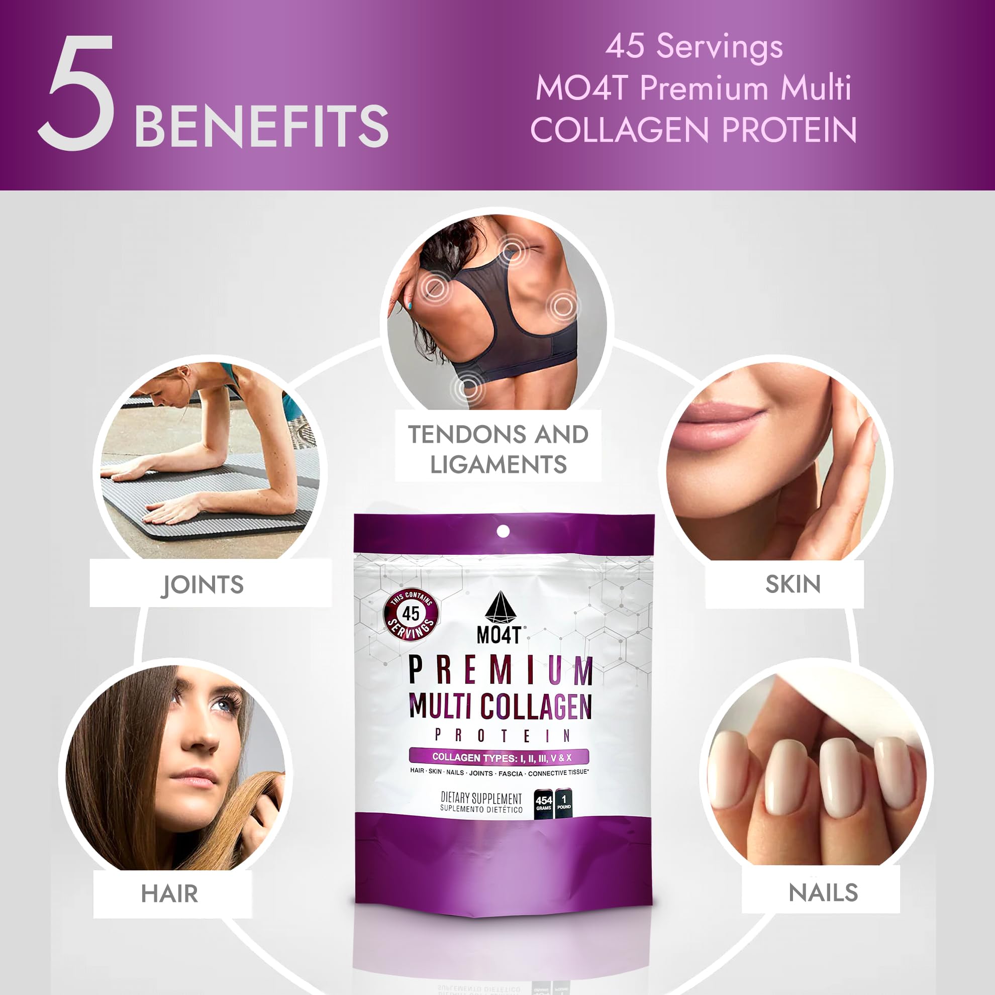 Spoonful of MOMOF4TRANSFORM Collagen Powder on a wooden table