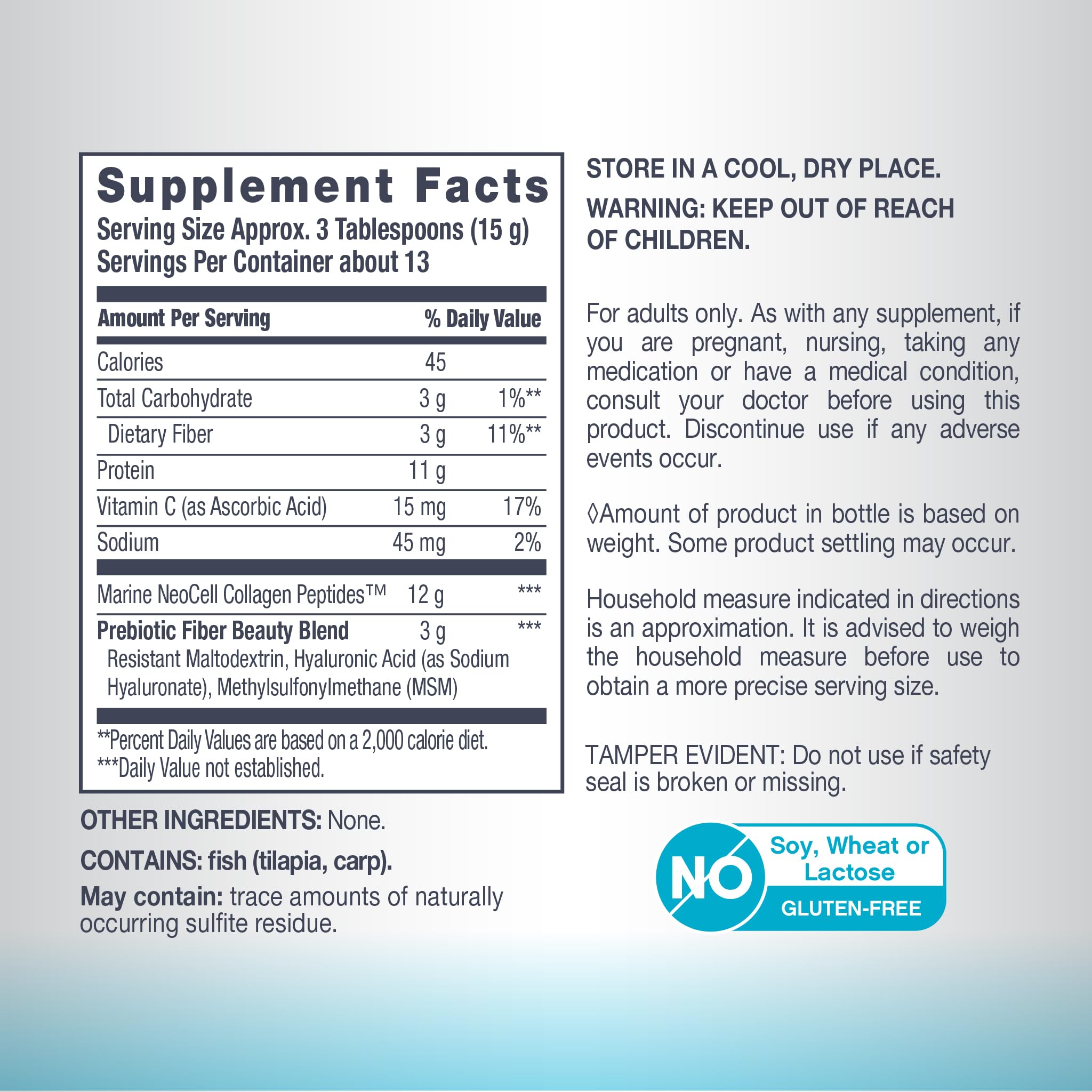 Spoonful of NeoCell Marine Collagen Powder in a glass of water