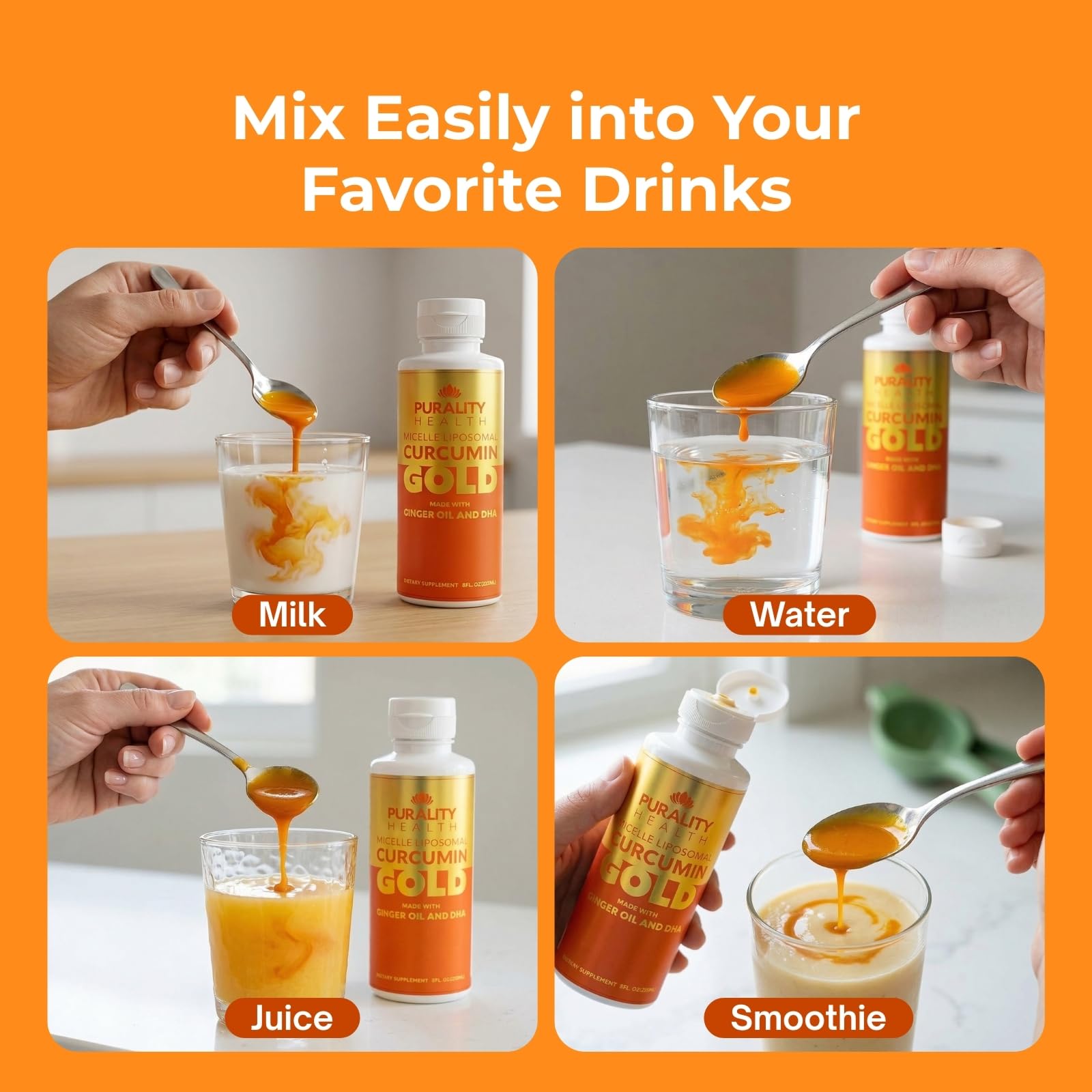Spoonful of PURALITY HEALTH Curcumin Gold Liquid Supplement