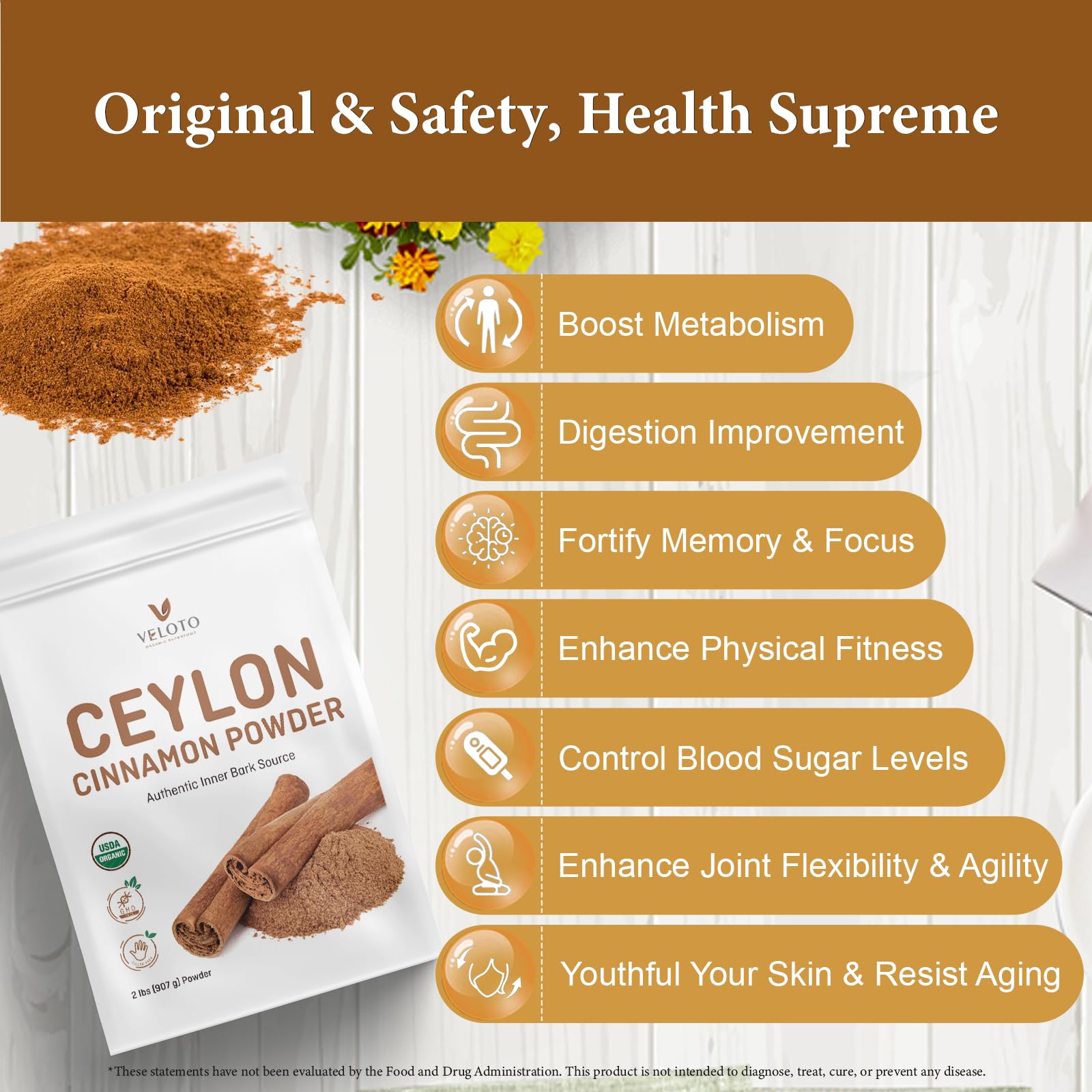 Spoonful of VELOTO Organic Ceylon Cinnamon Powder