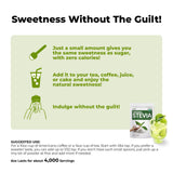 Spoonful of Viccoky Organic Stevia Powder on a wooden table