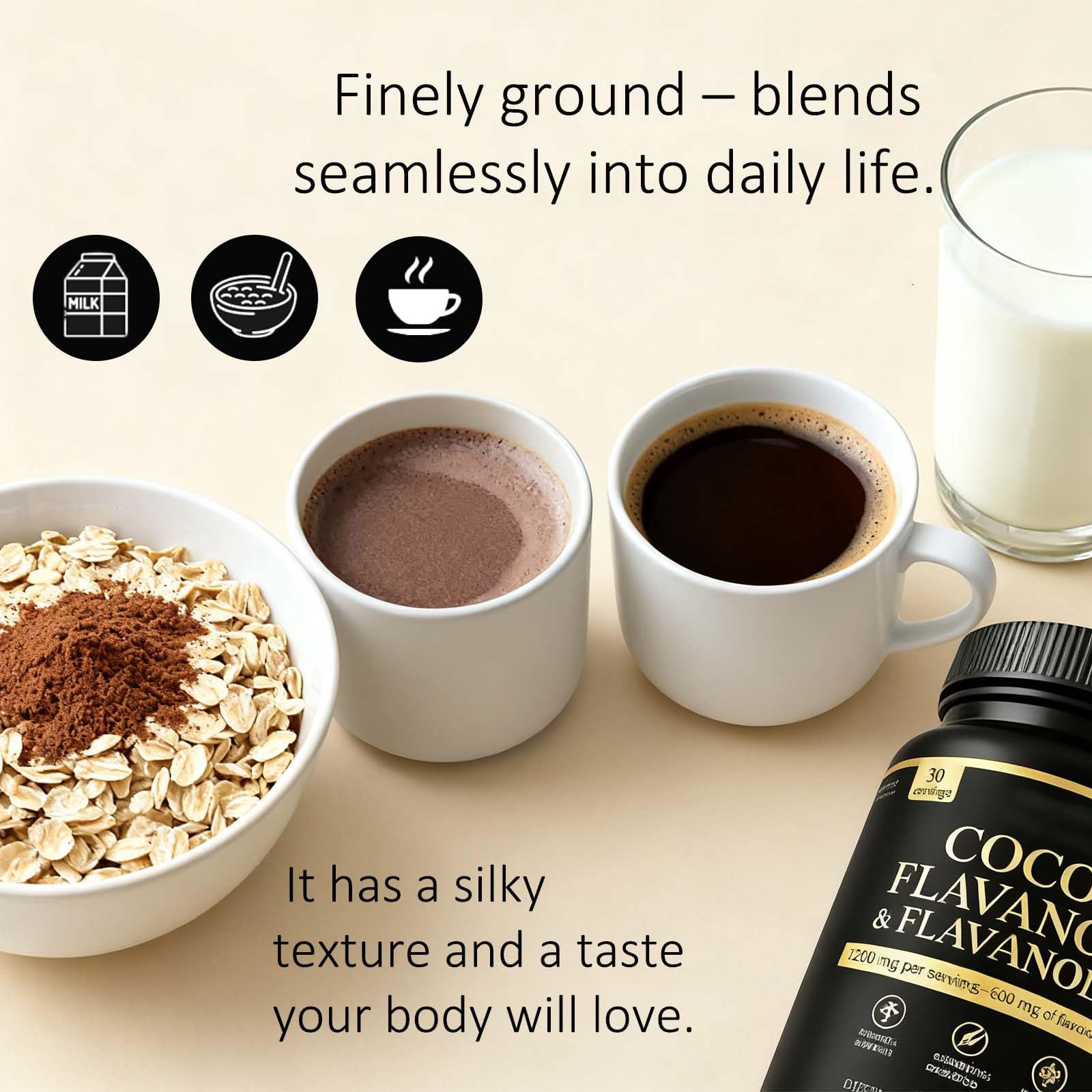 Spoonful of ZYGCDZ Flavonoid Powder in a glass