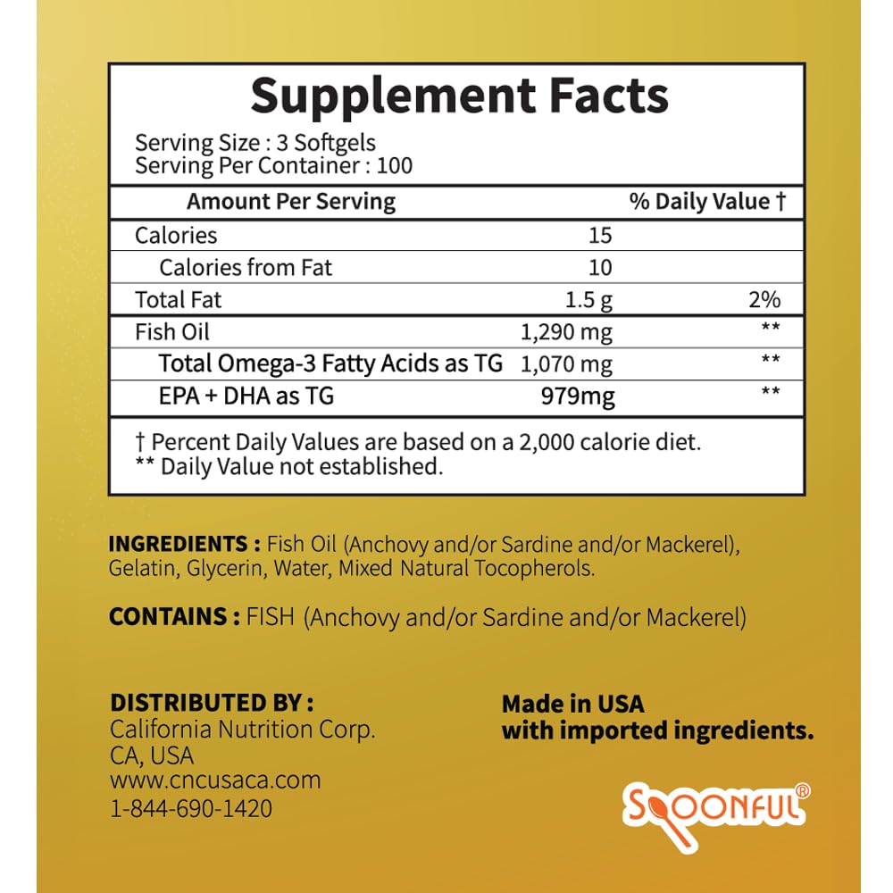 Spoonful Omega 3 Mini Fish Oil packaging details