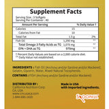 Spoonful Omega 3 Mini Fish Oil softgel capsules on a wooden table