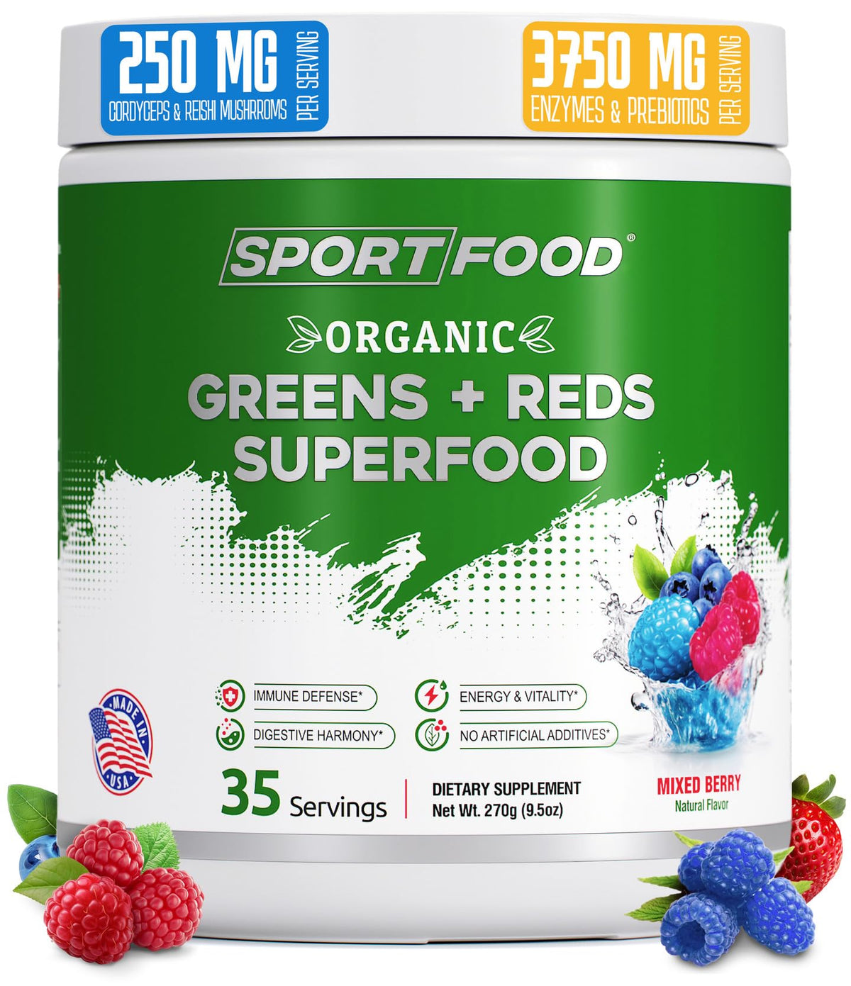 Sport Food Spirulina Superfood Powder 270g front view