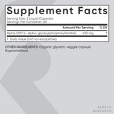 Sports Research Alpha GPC 630mg capsules on a wooden table
