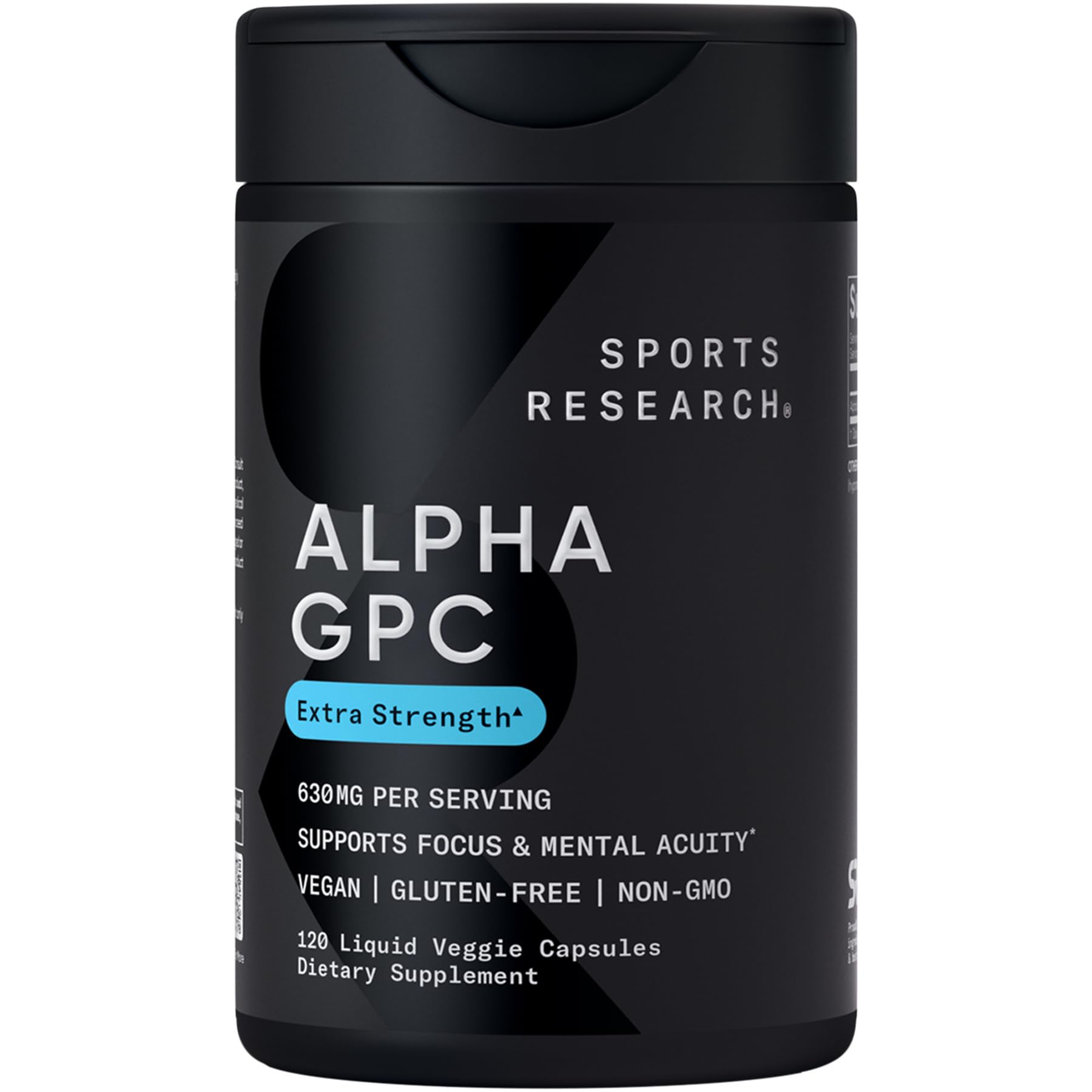 Sports Research Alpha GPC 630mg supplement bottle front view