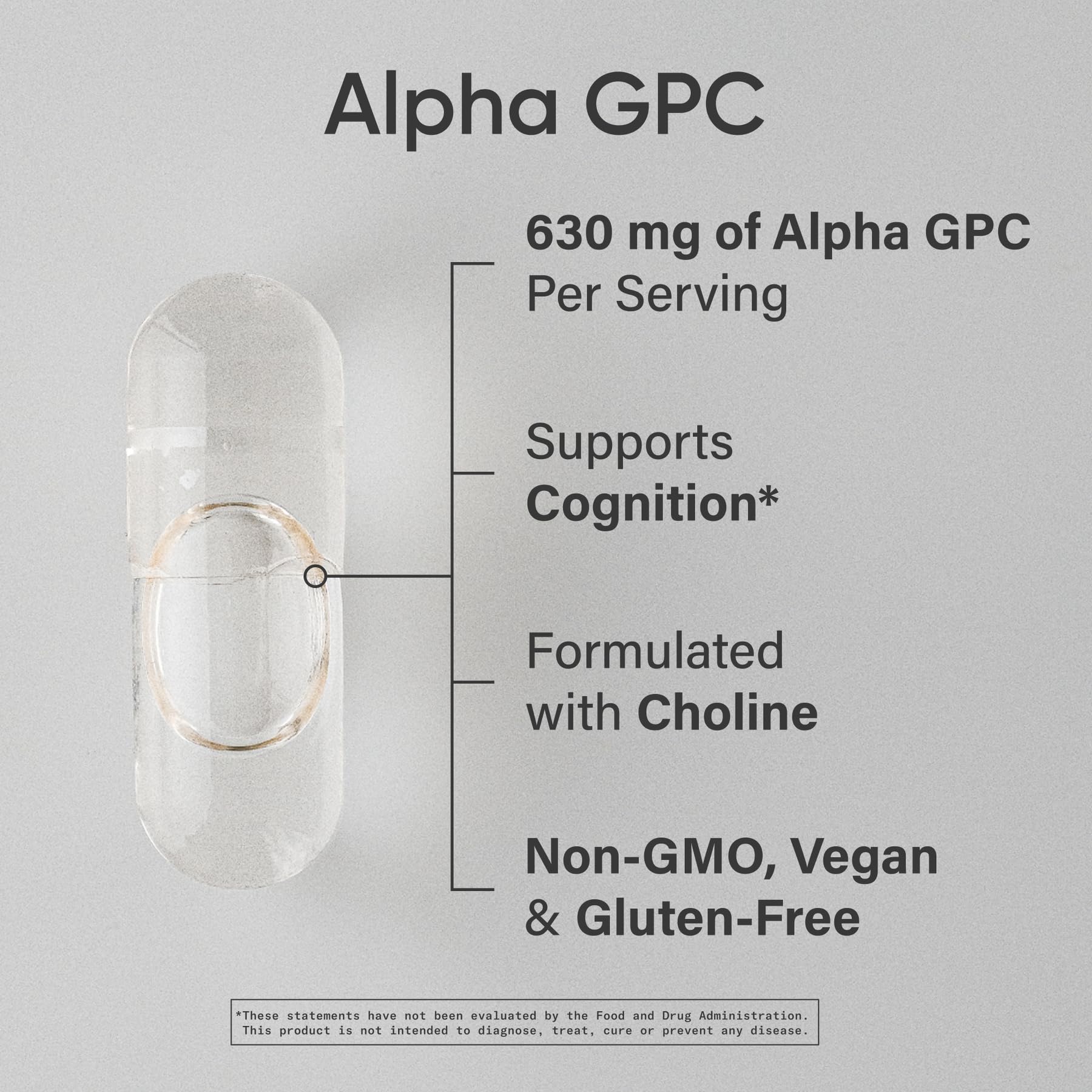 Sports Research Alpha GPC 630mg supplement bottle side view