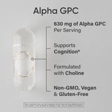 Sports Research Alpha GPC 630mg supplement bottle side view