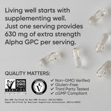 Sports Research Alpha GPC 630mg supplement label details