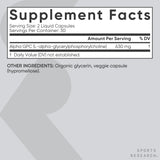 Sports Research Alpha GPC Choline Supplement 630mg capsules on a table