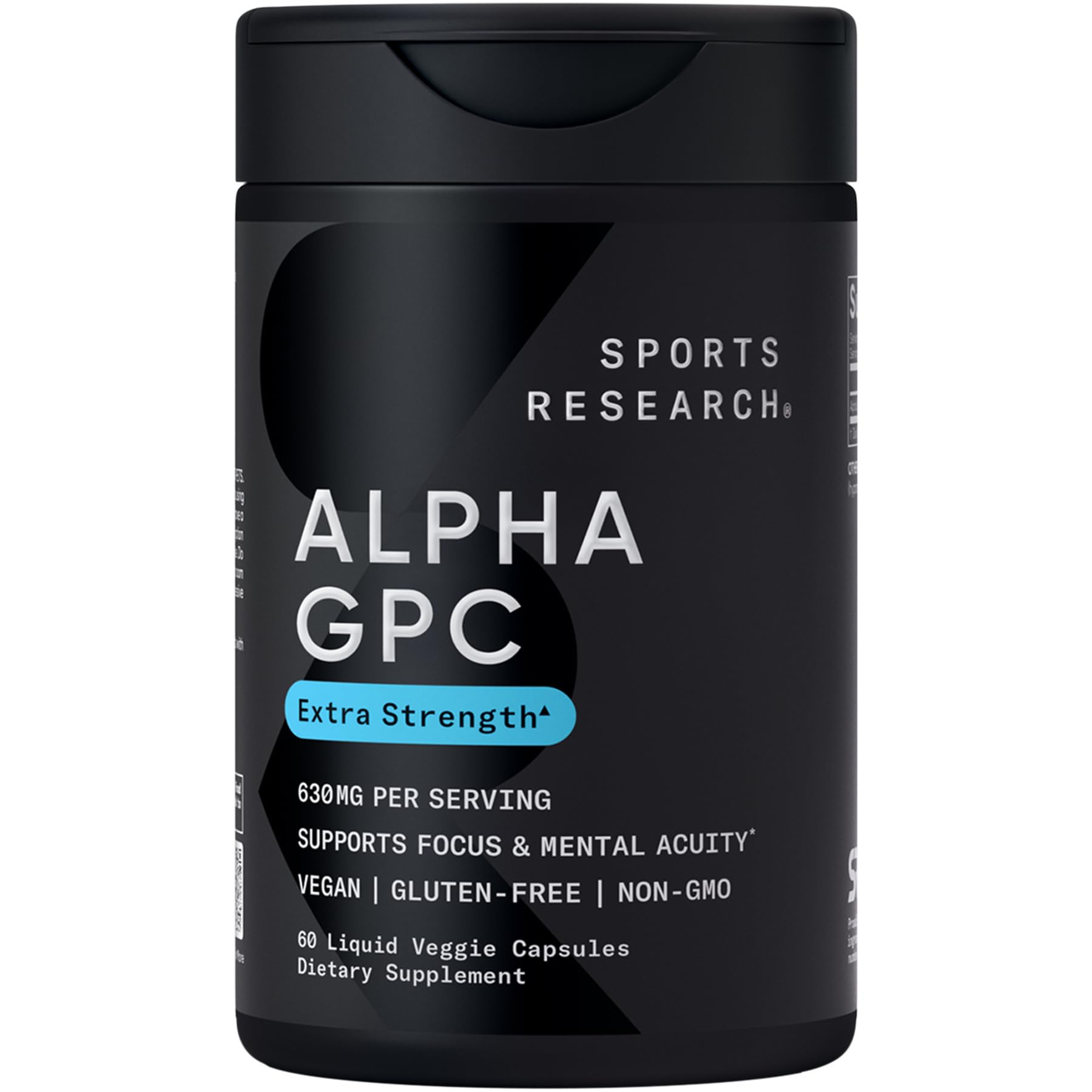 Sports Research Alpha GPC Choline Supplement 630mg front view
