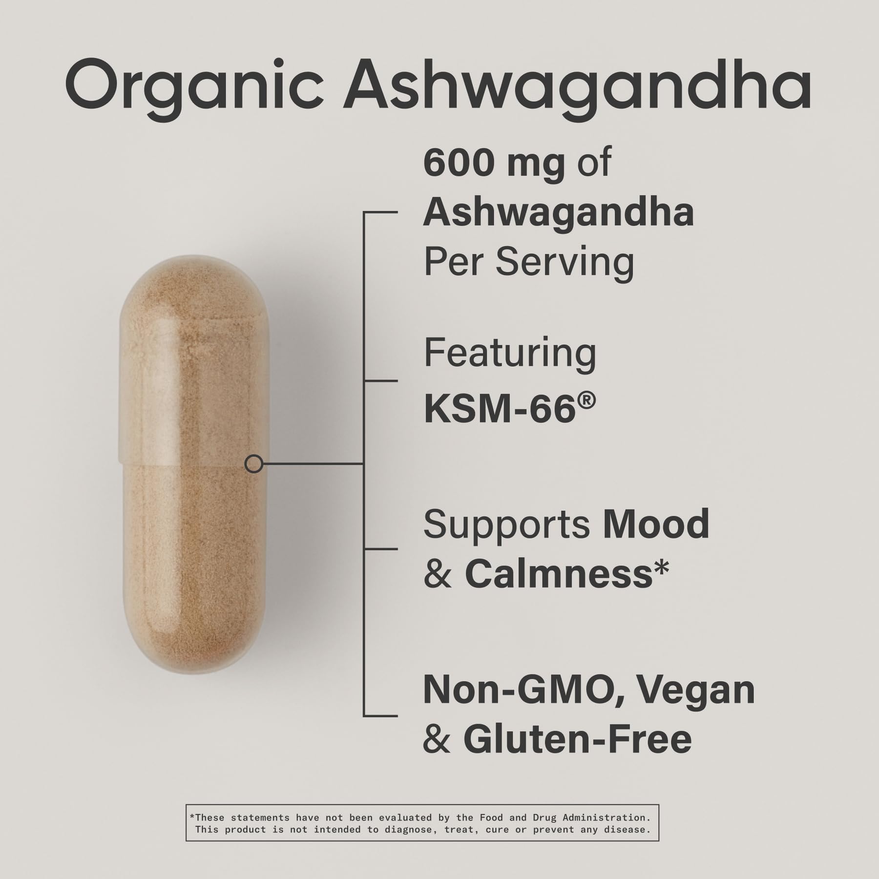 Sports Research Ashwagandha 600mg Organic Veggie Capsules side view