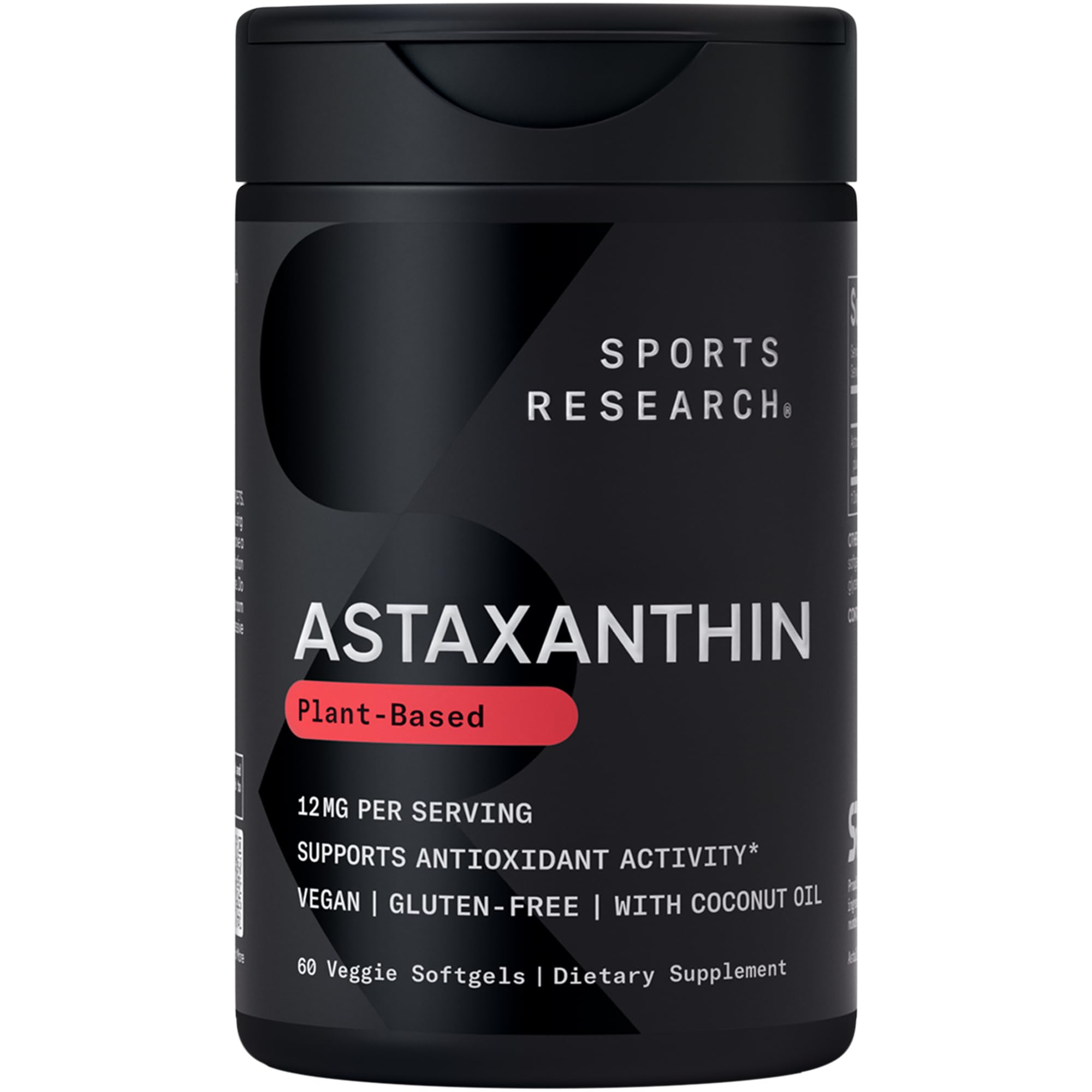 Sports Research Astaxanthin 12mg veggie capsules front view