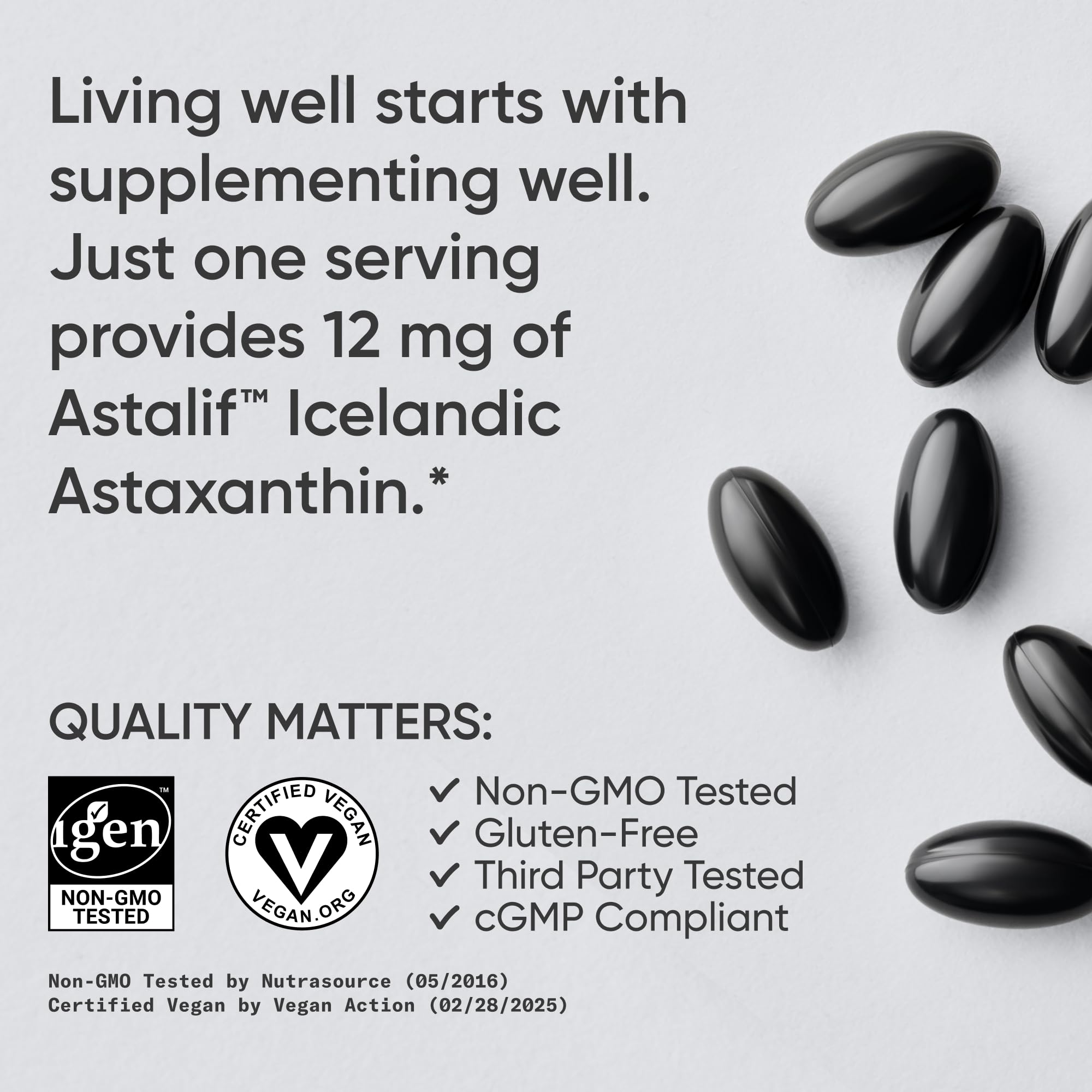 Sports Research Astaxanthin 12mg veggie capsules on a wooden table