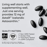 Sports Research Astaxanthin 12mg veggie capsules on a wooden table