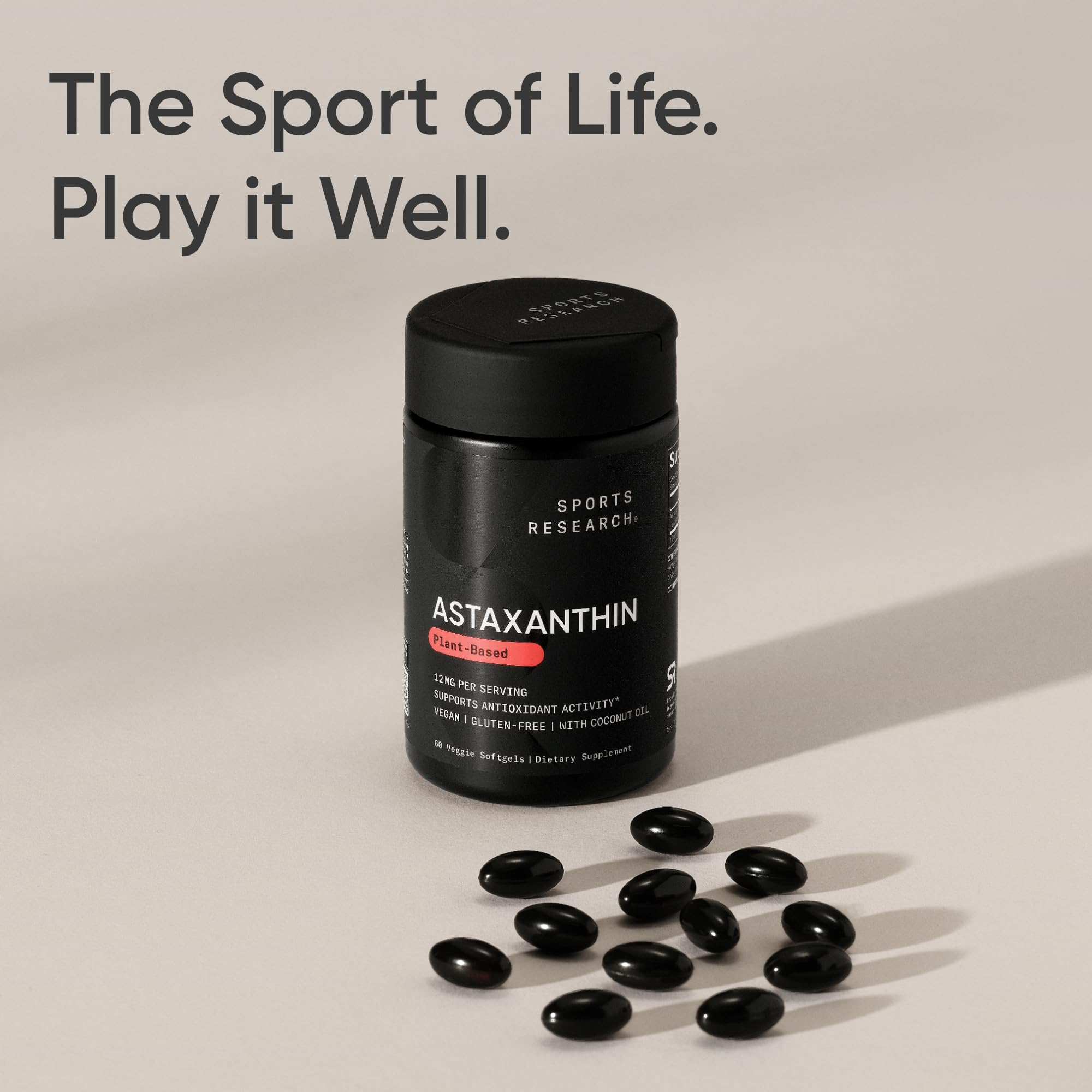 Sports Research Astaxanthin 12mg veggie capsules packaging
