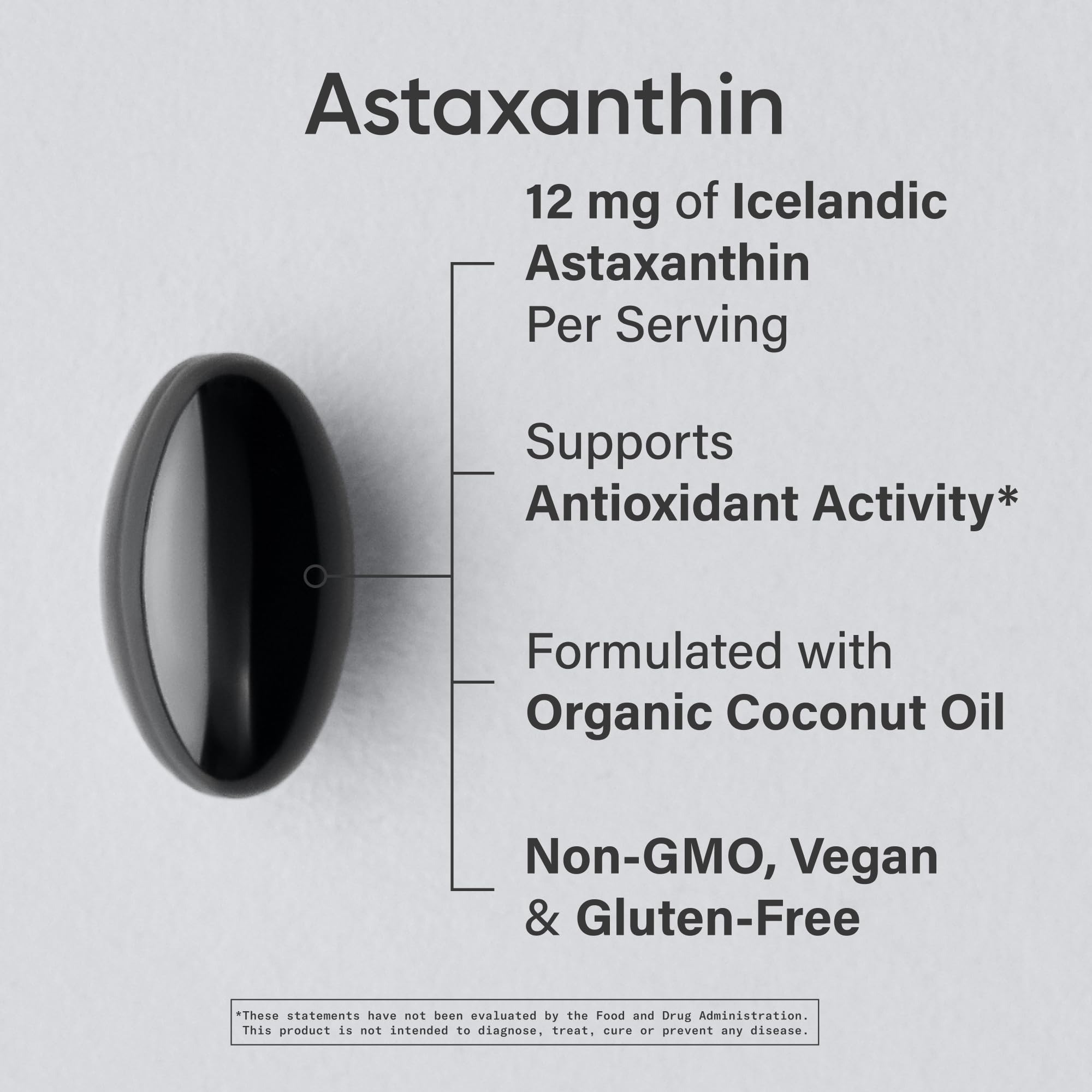 Sports Research Astaxanthin 12mg veggie capsules side view