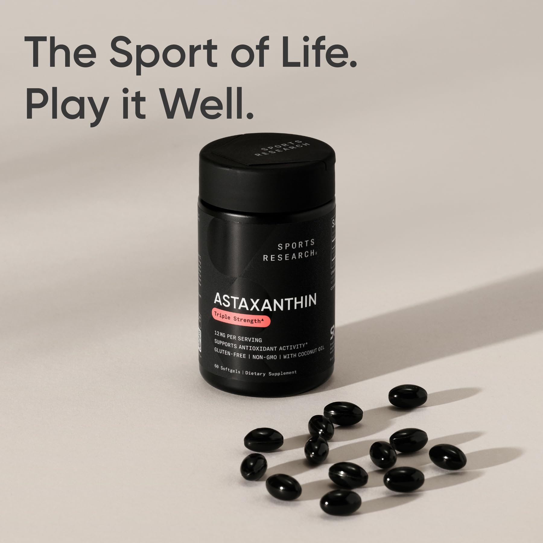 Sports Research Astaxanthin Softgels 12mg in a hand