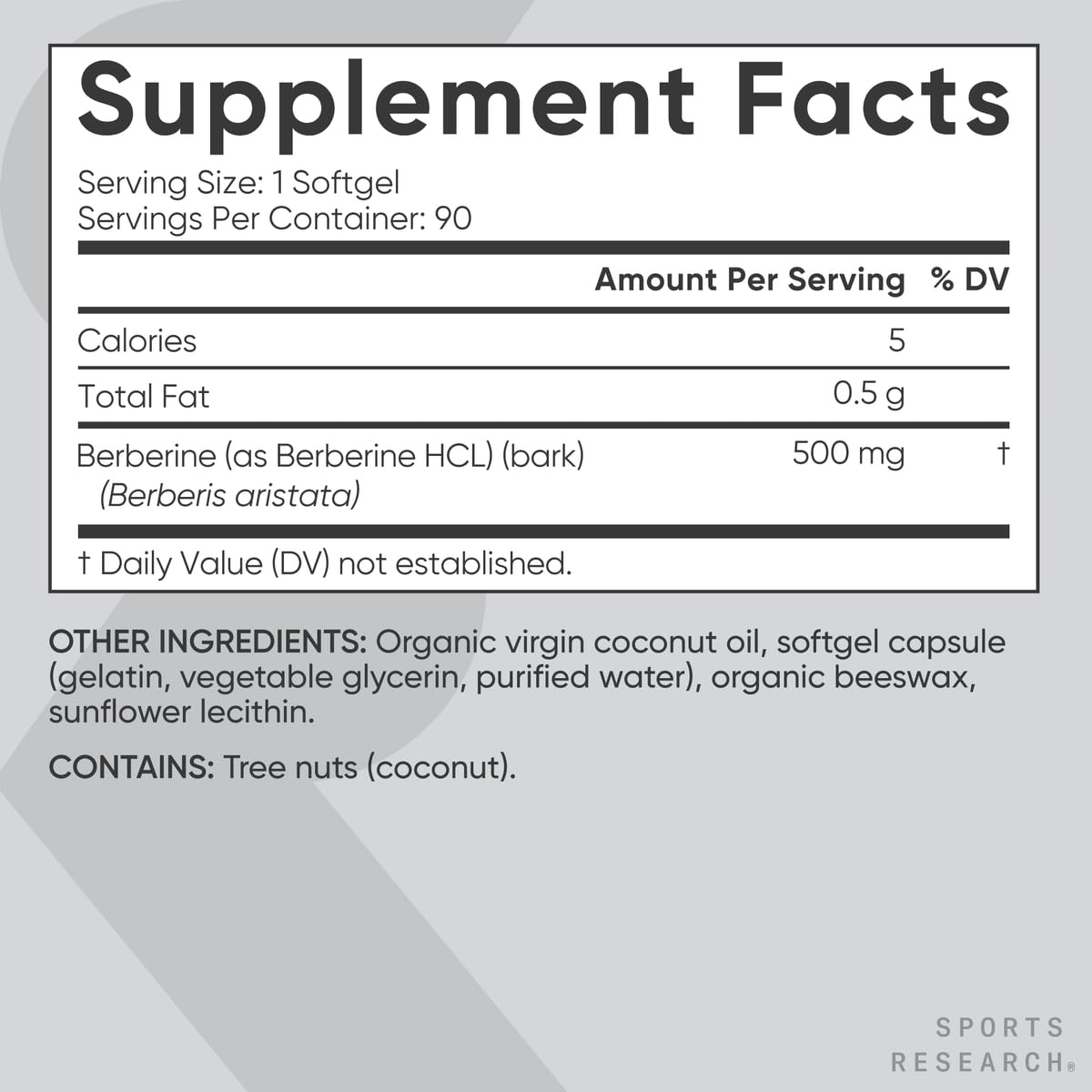 Sports Research Berberine Liquid Softgel on a table