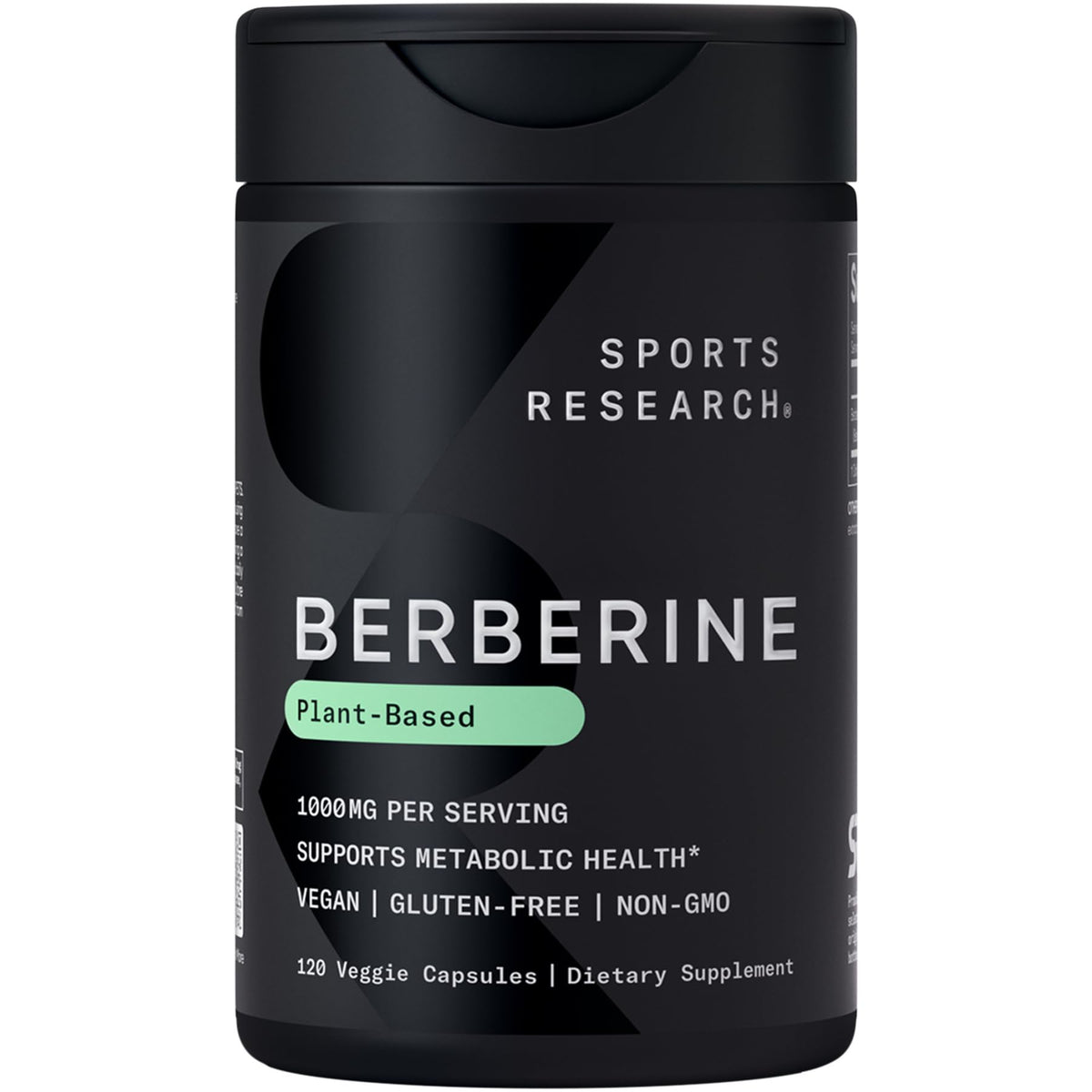 Sports Research Berberine Vegan Supplement 1000mg front view