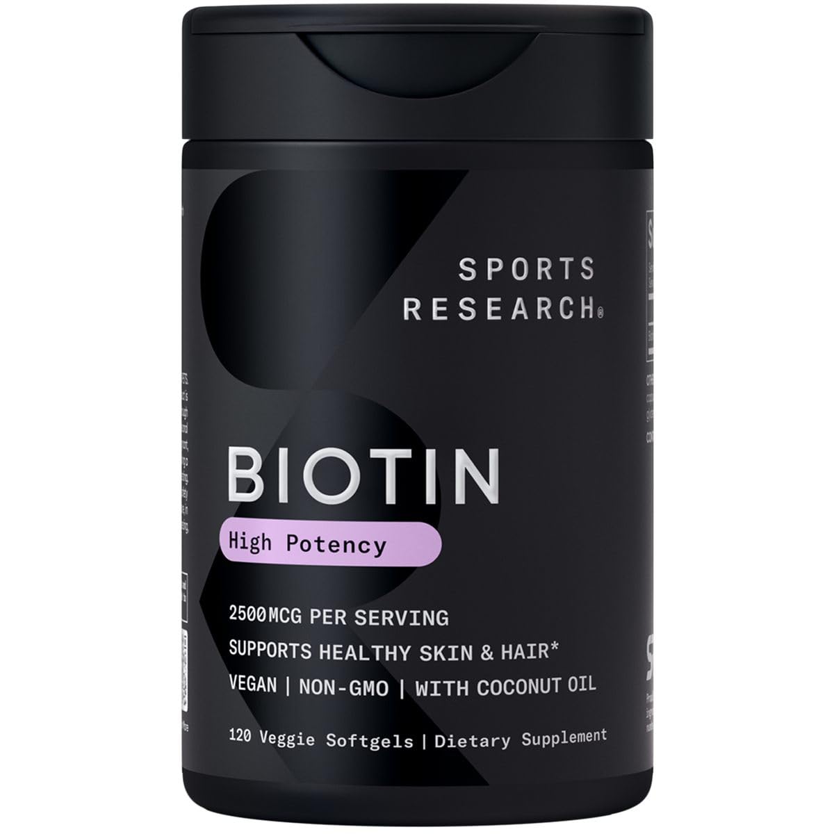 Sports Research Biotin 5000 mcg Vegan Capsules front view