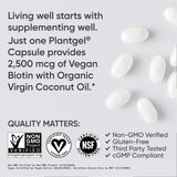Sports Research Biotin 5000 mcg Vegan Capsules on a wooden table