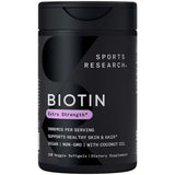 Sports Research Biotin Supplement 5000 mcg bottle front view