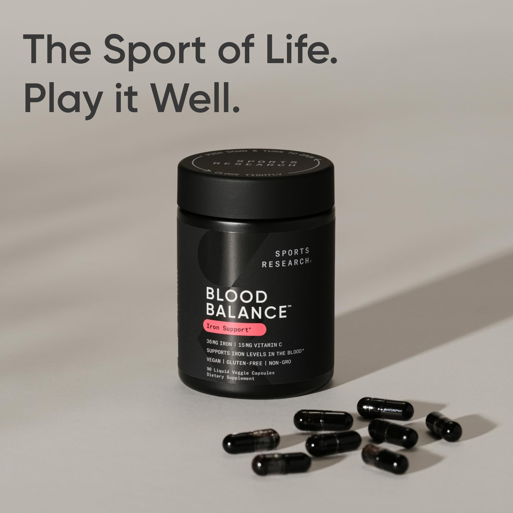 Sports Research Blood Balance Iron Support Supplement with measuring spoon