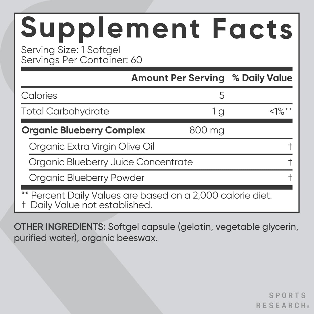 Sports Research Blueberry Fruit Complex softgel capsules with blueberries