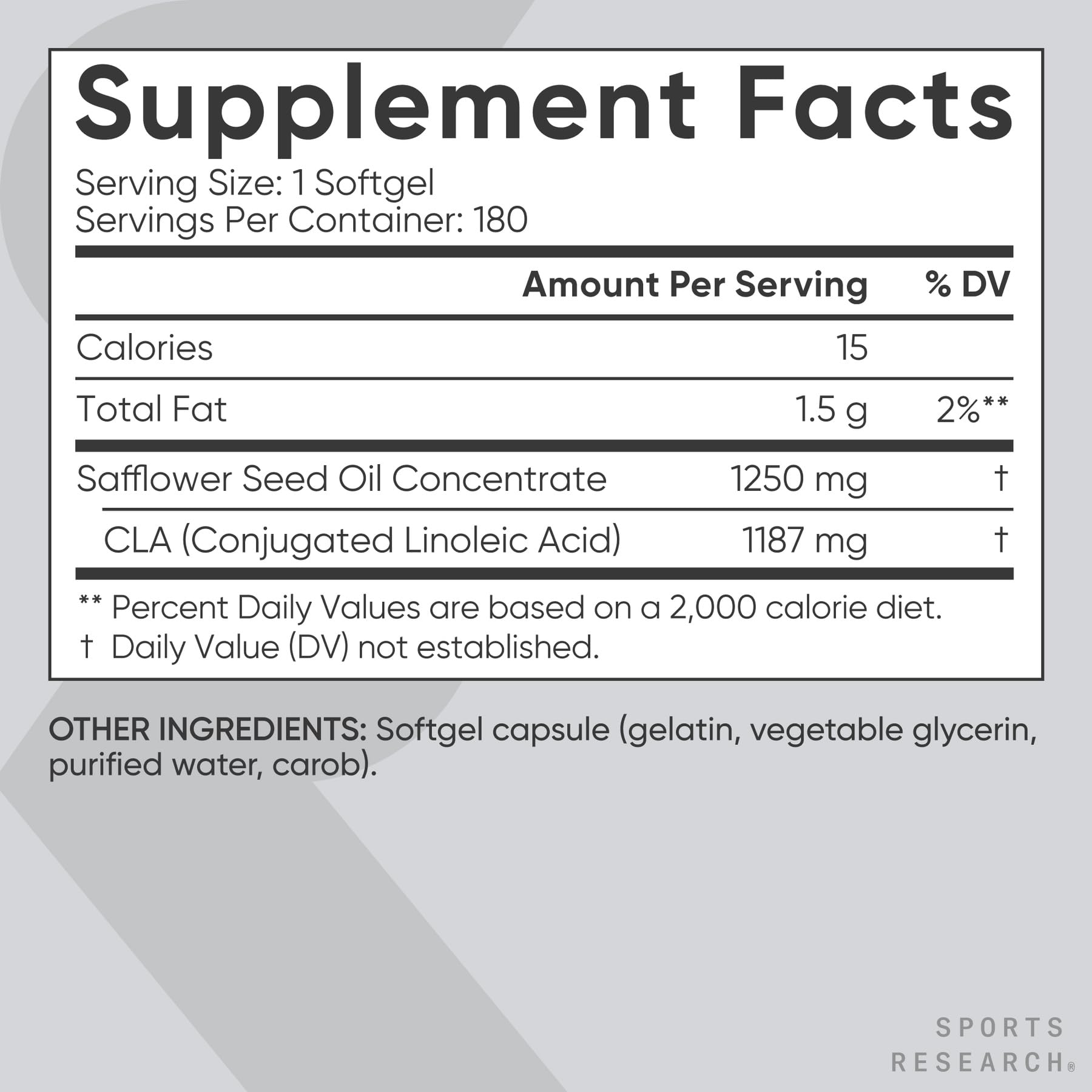 Sports Research CLA Softgels bottle with label