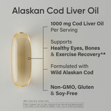 Sports Research Cod Liver Oil Softgels side view with dosage information