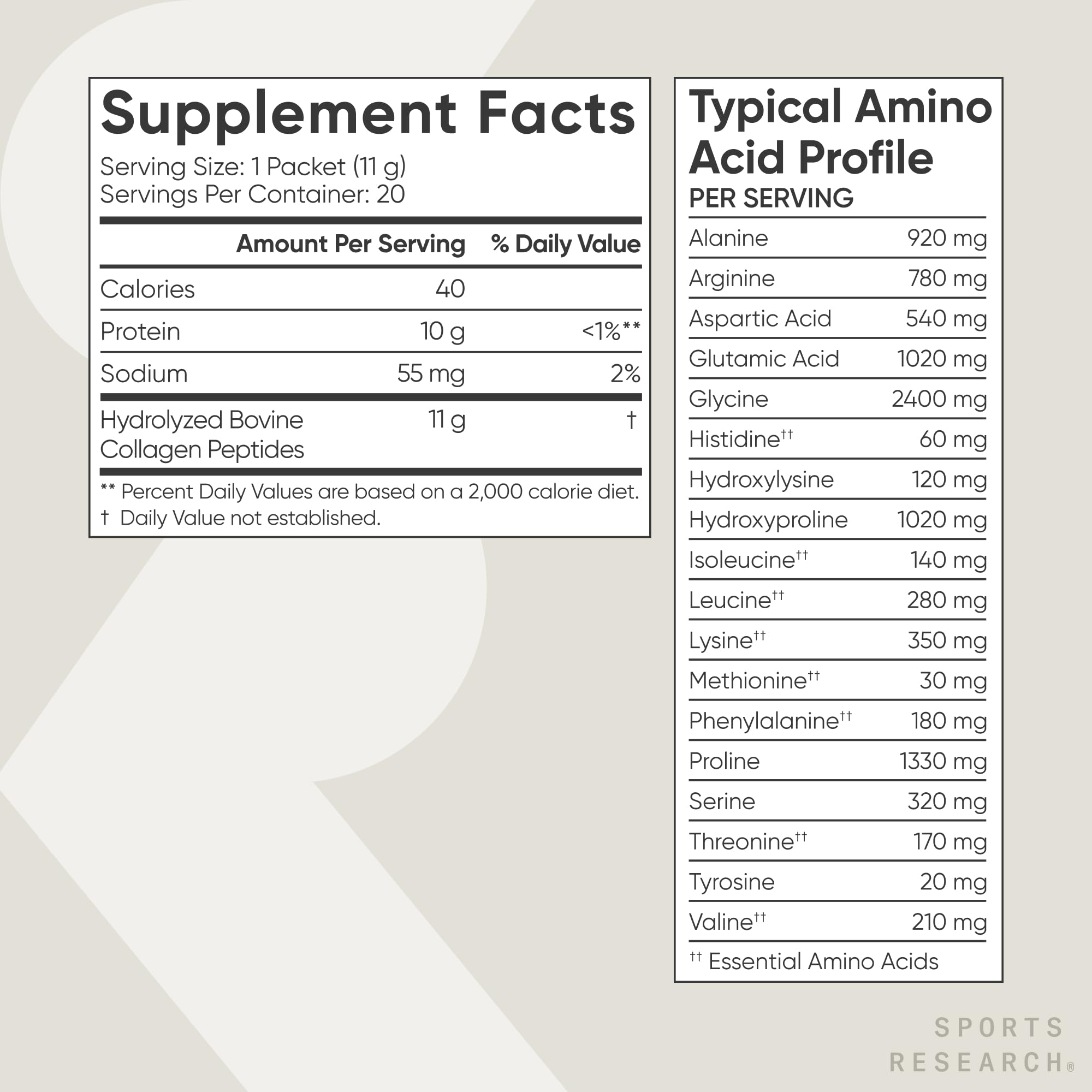Sports Research Collagen Peptides Powder 313g side view