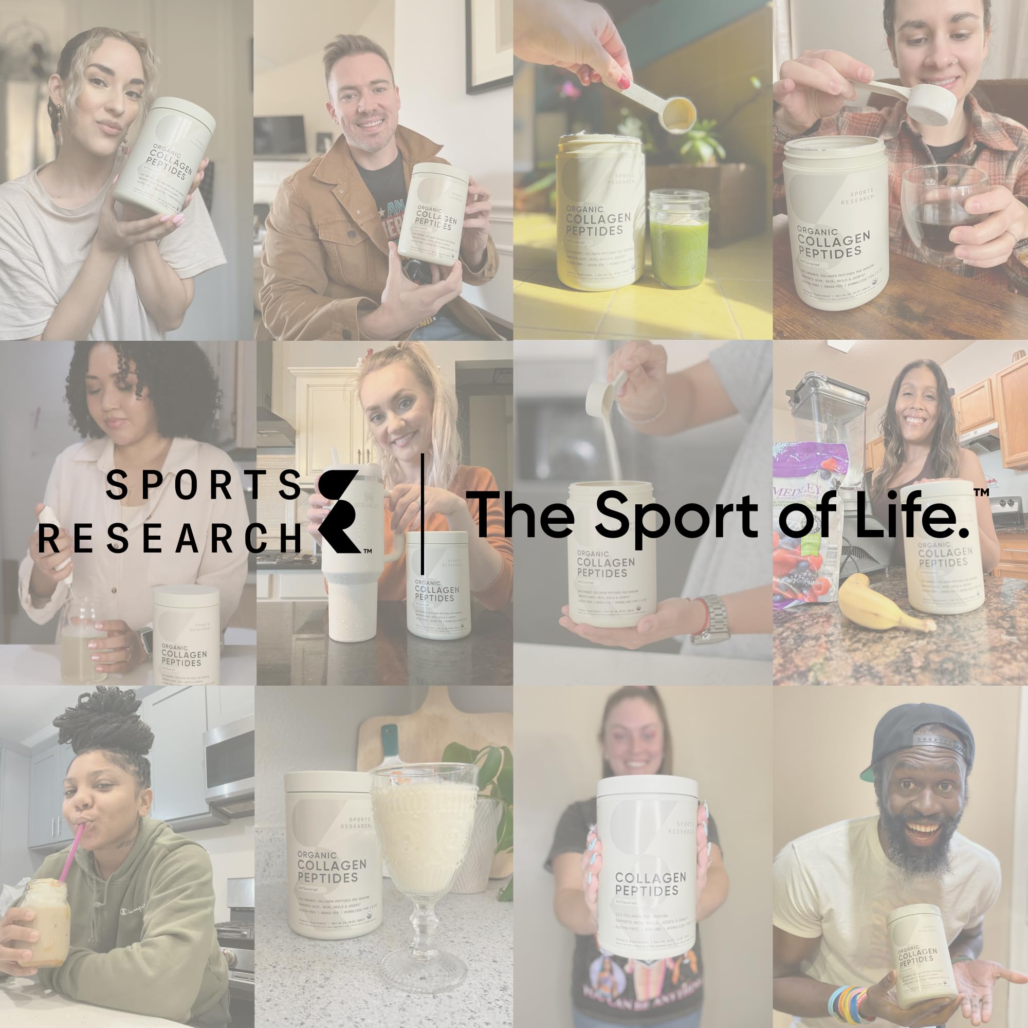 Sports Research Collagen Peptides Powder 313g with measuring cup