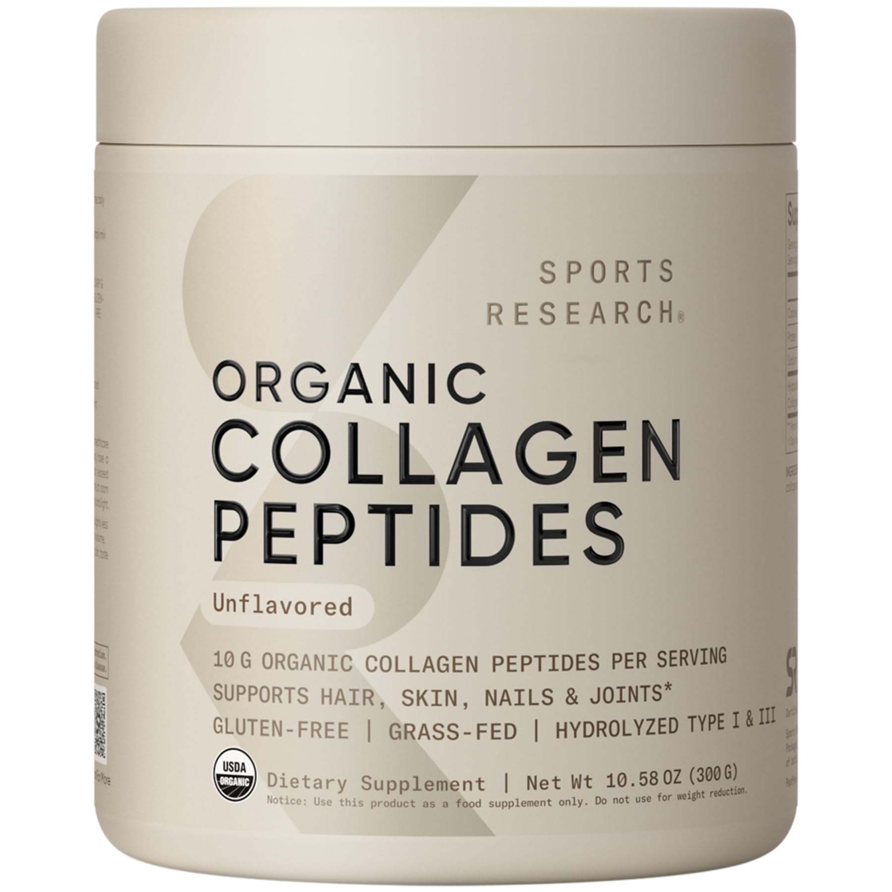 Sports Research Collagen Peptides Powder 372g front view