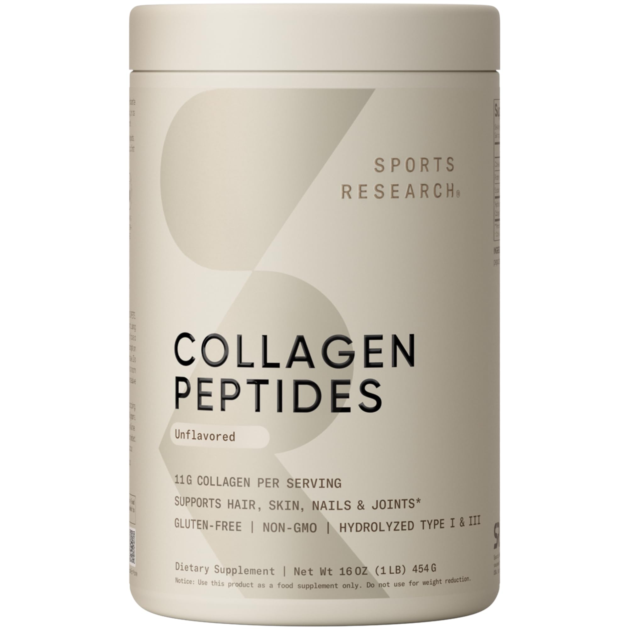Sports Research Collagen Peptides Powder 454g front view