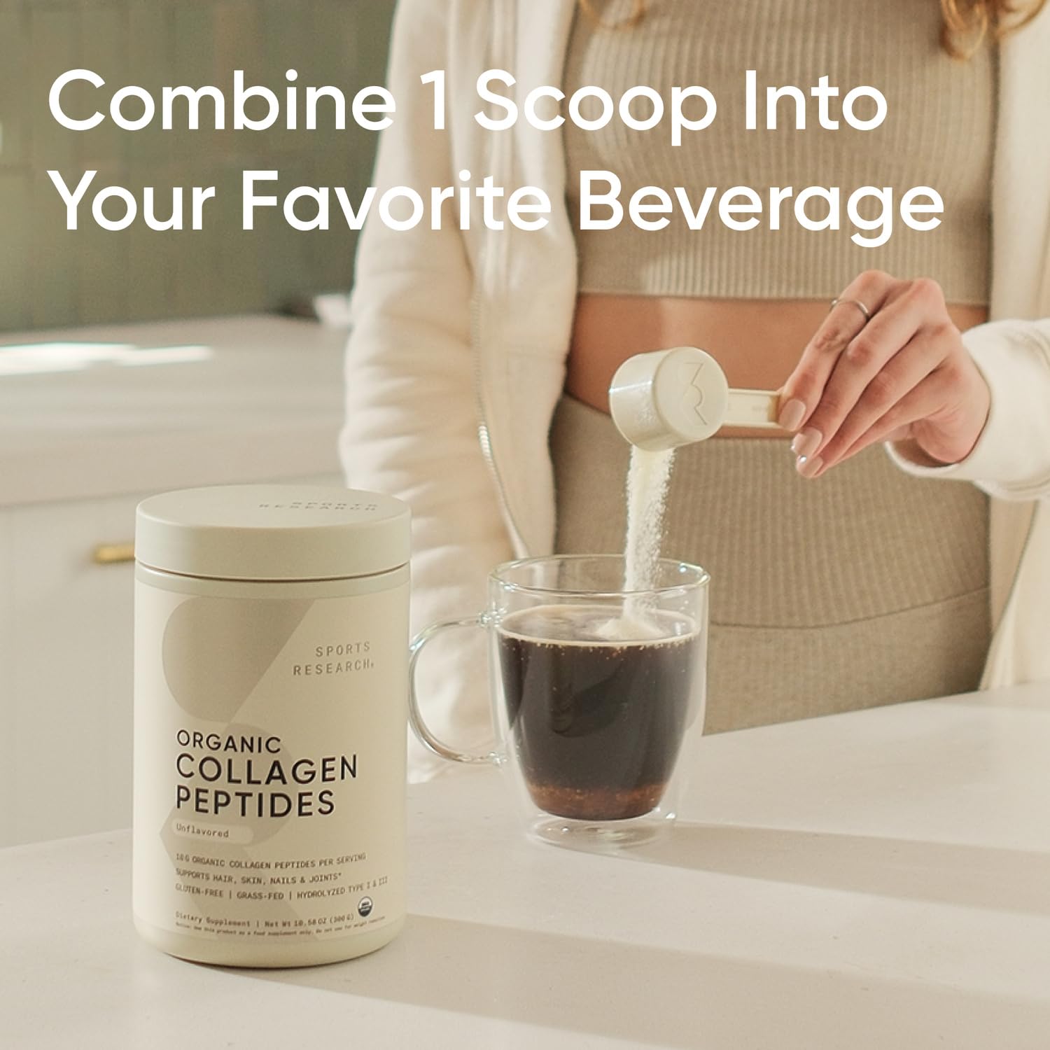 Sports Research Collagen Peptides Powder serving suggestion in a smoothie