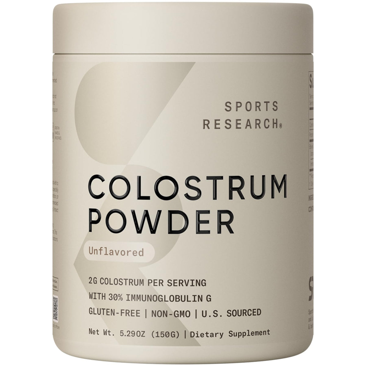 Sports Research Colostrum Powder 227g front view