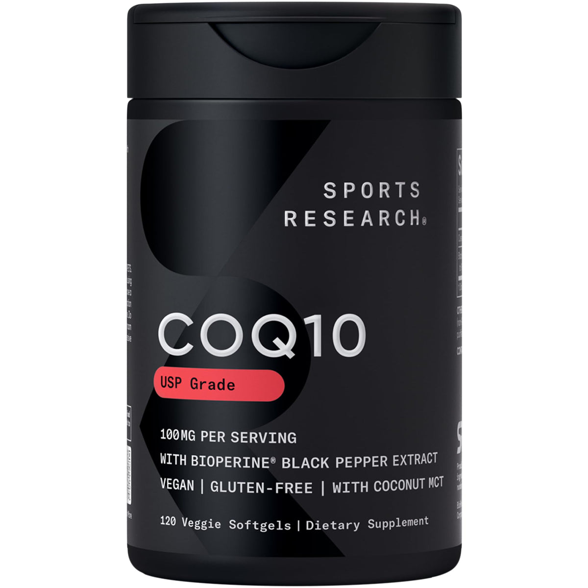 Sports Research CoQ10 Supplement front view with label