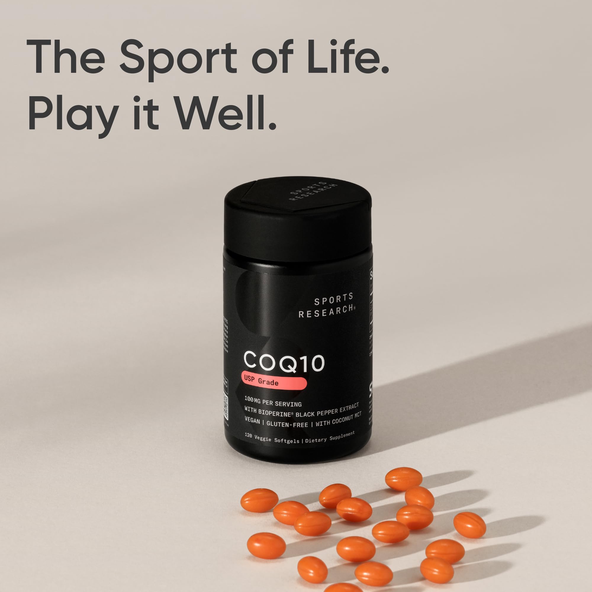 Sports Research CoQ10 Supplement with coconut oil and black pepper