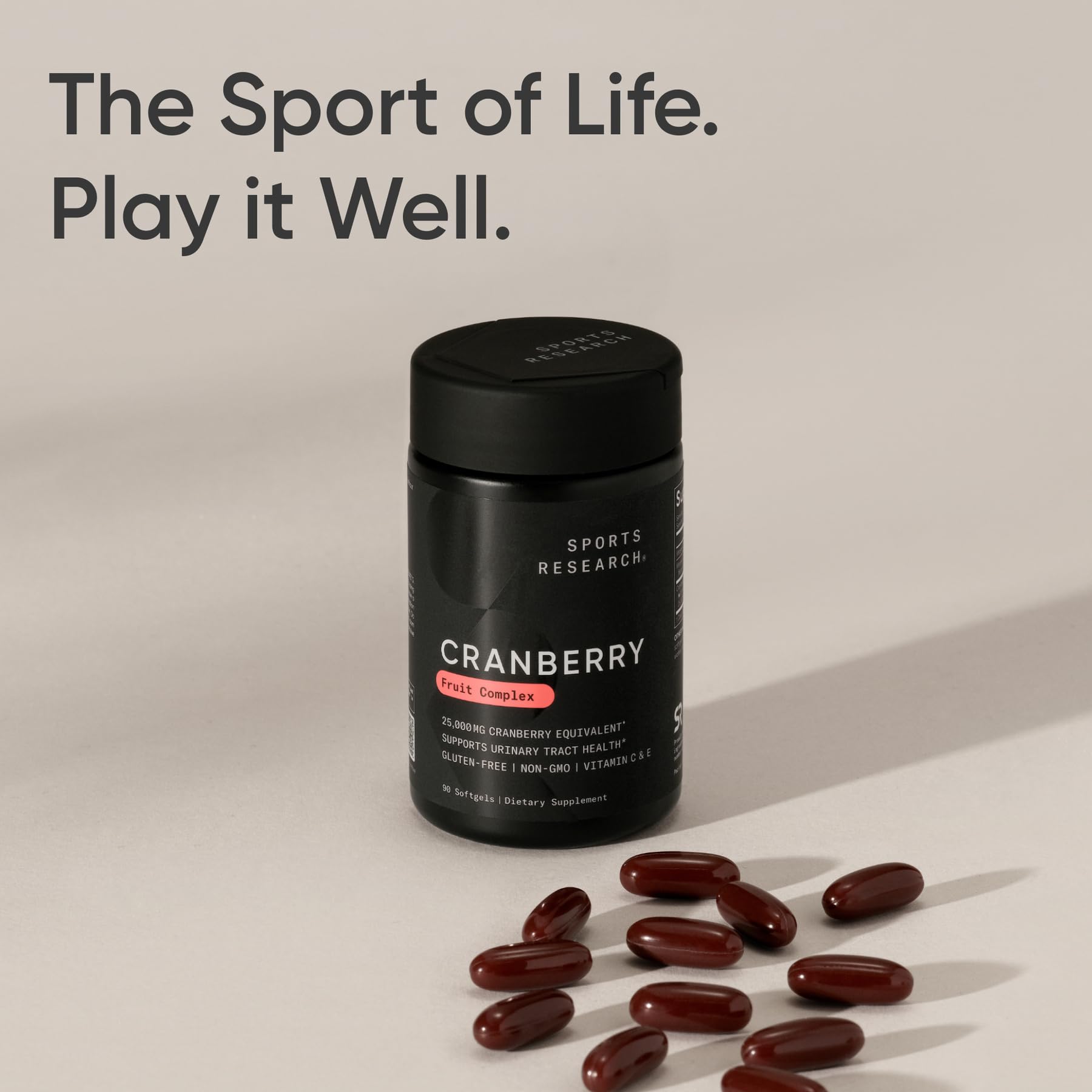 Sports Research Cranberry Concentrate 500mg Softgels with fresh cranberries