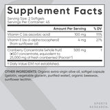 Sports Research Cranberry Concentrate 500mg Softgels with Vitamin C and E