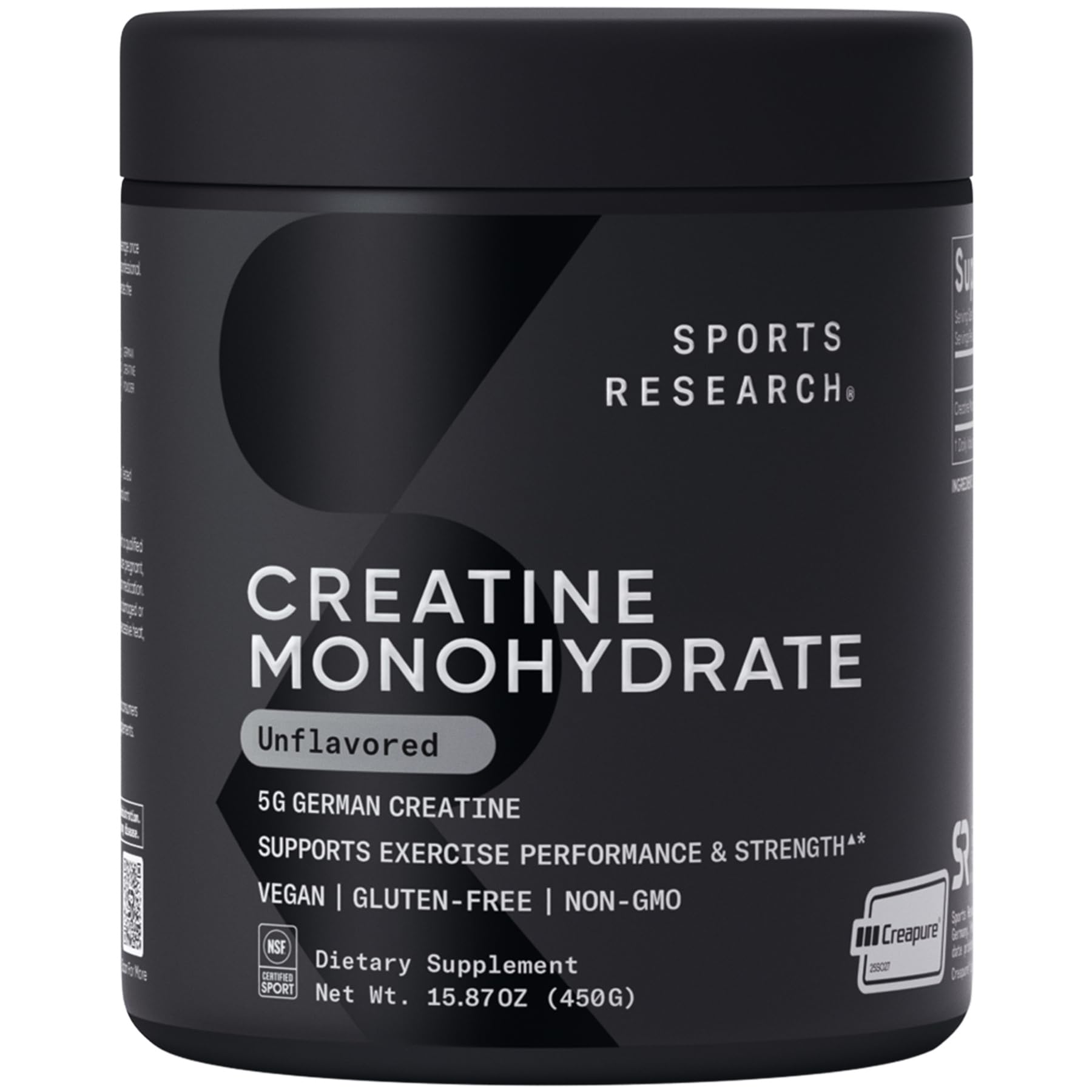 Sports Research Creatine Monohydrate 450g front view