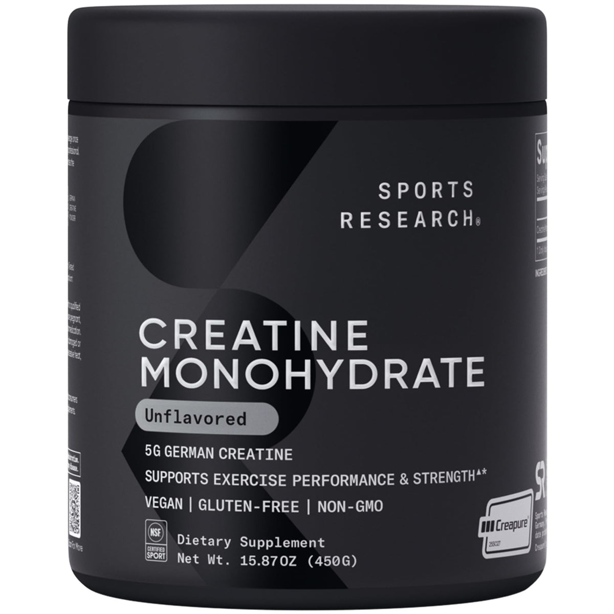 Sports Research Creatine Monohydrate 450g front view