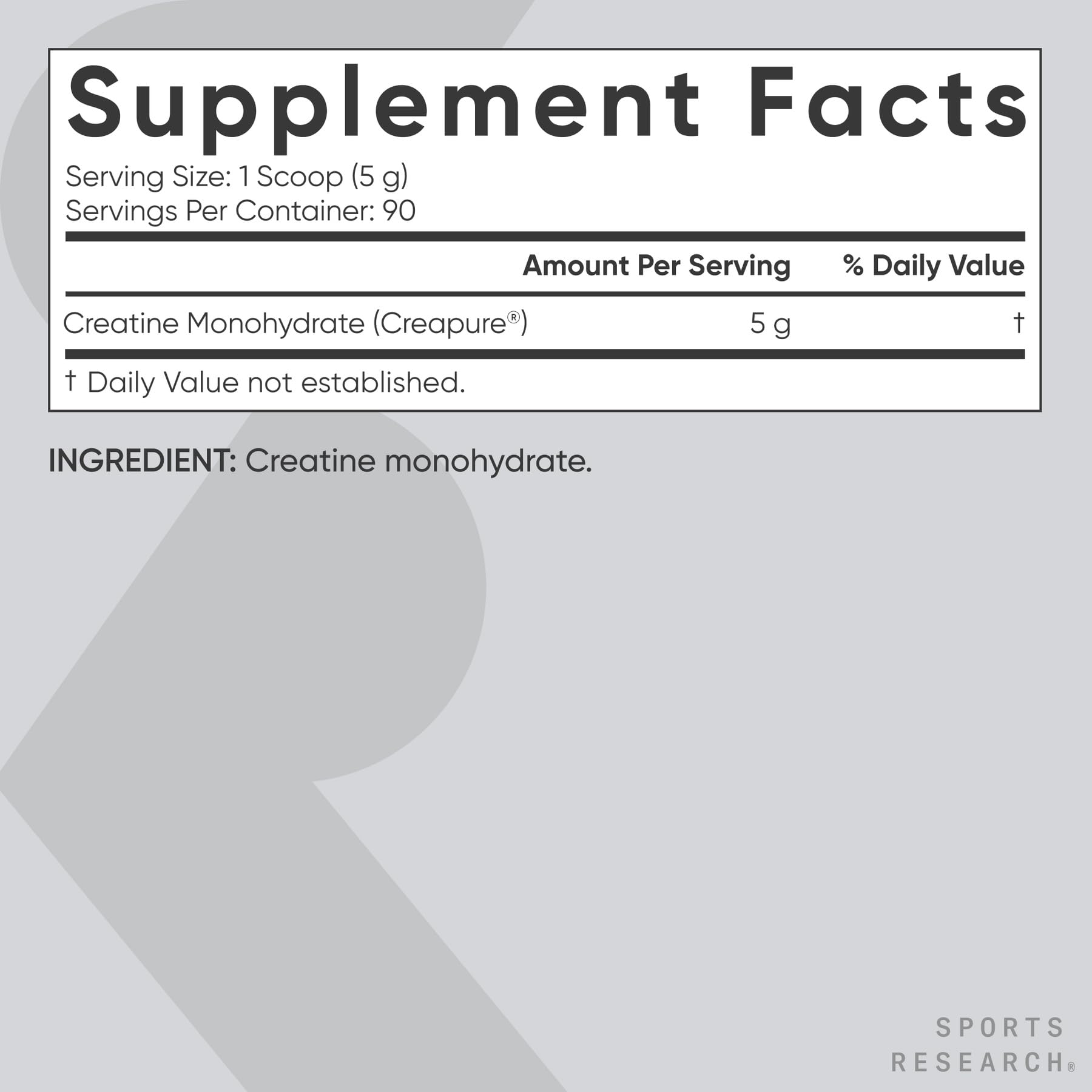 Sports Research Creatine Monohydrate 450g in a shaker