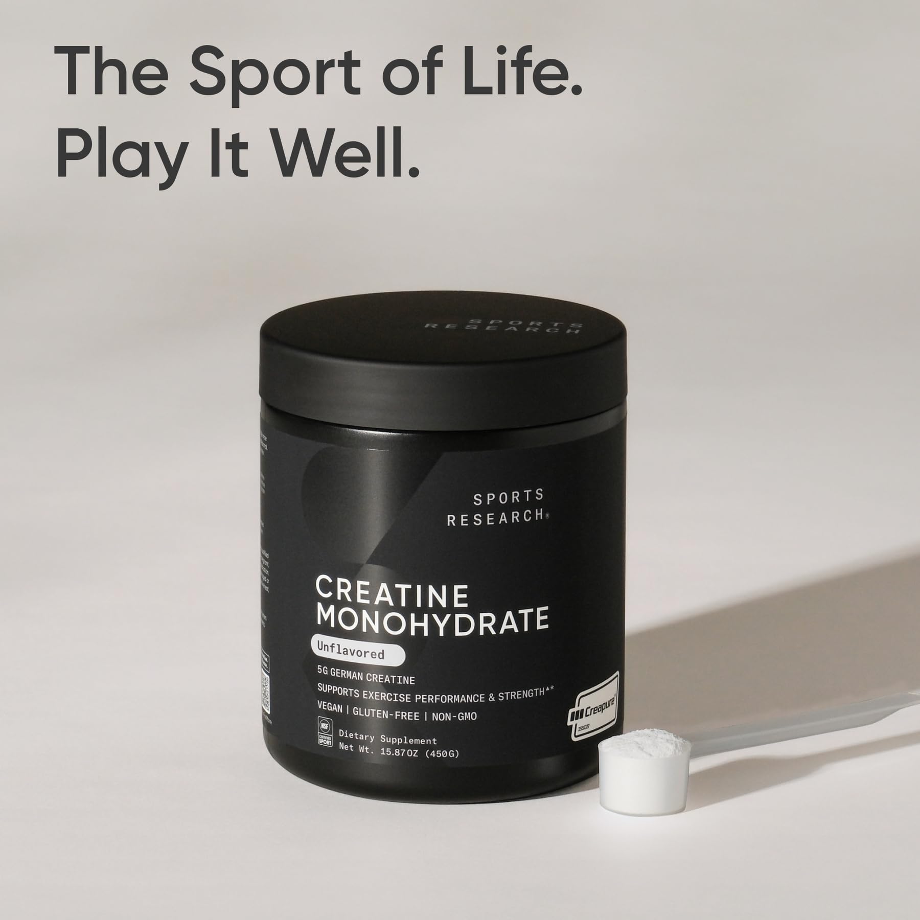 Sports Research Creatine Monohydrate 450g packaging