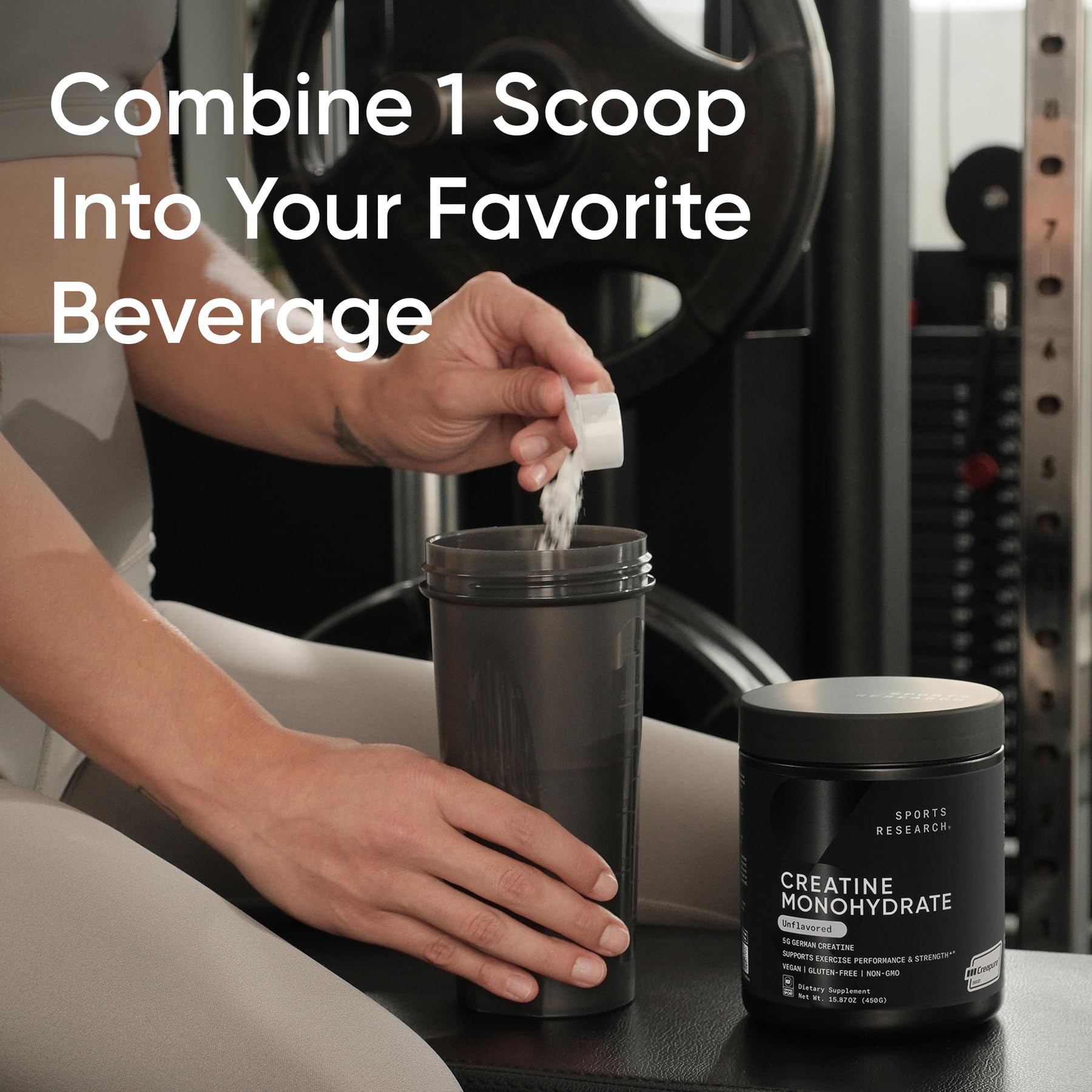 Sports Research Creatine Monohydrate 450g top view