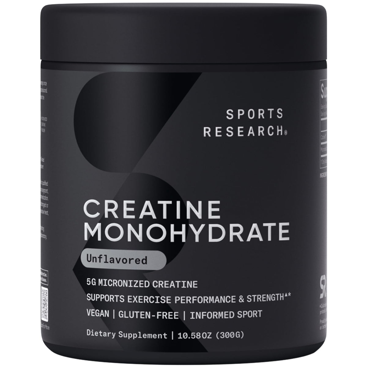 Sports Research Creatine Monohydrate Powder 300g front view
