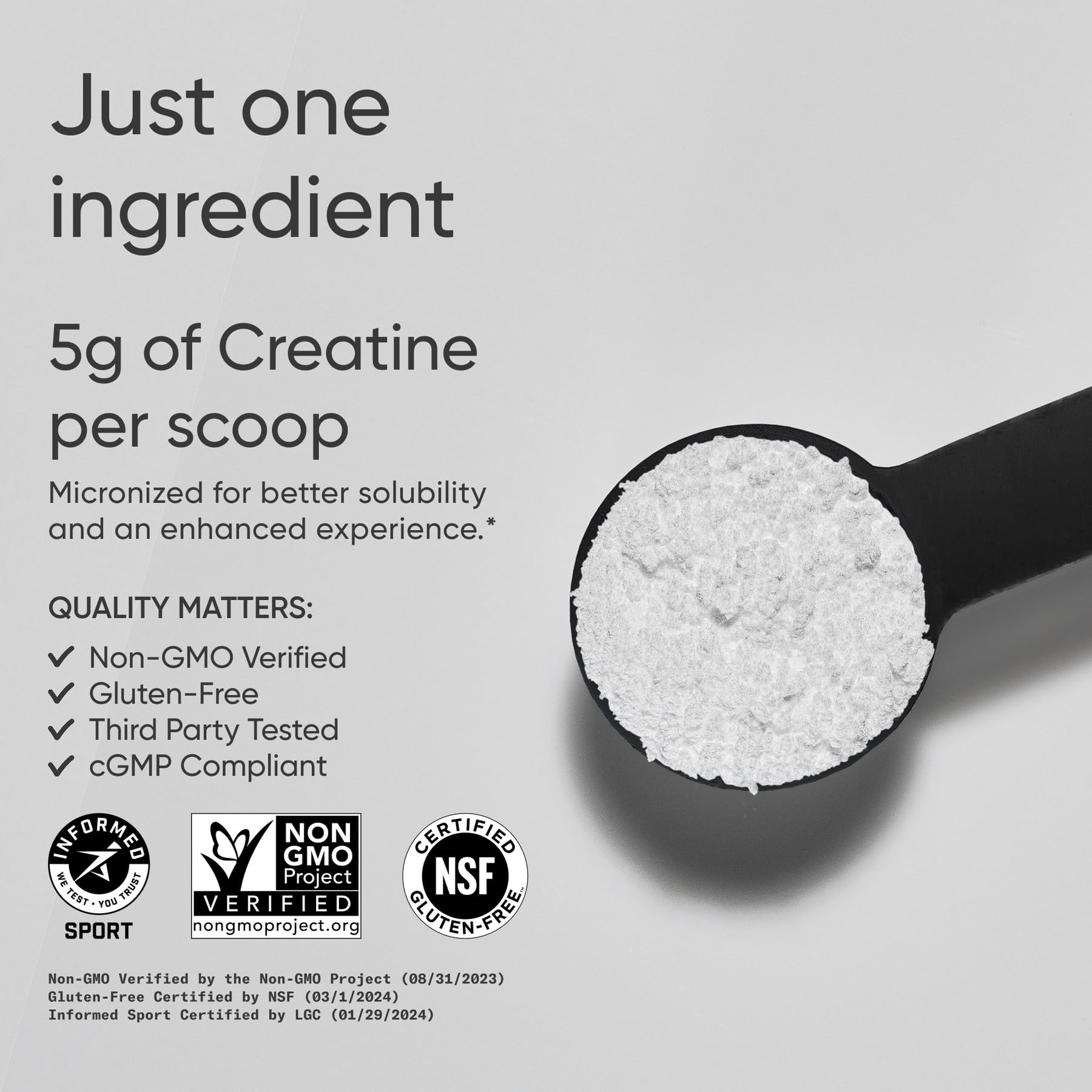 Sports Research Creatine Monohydrate Powder 599g packaging side view